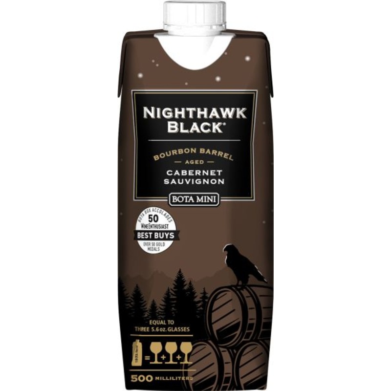 Bota Mini Cabernet Sauvignon Nighthawk Black Bourbon Barrel Aged California 500 ML