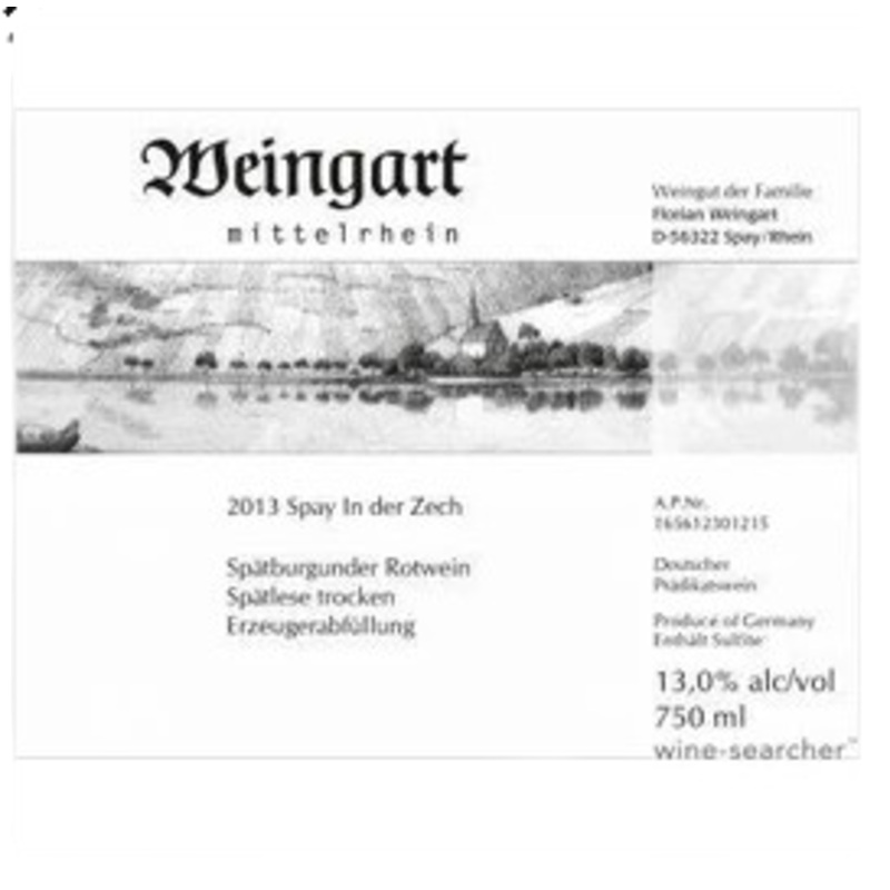 Weingart Spatburgunder Spatlese Trocken Spay In Der Zech Mittelrhein 2013 750 ML